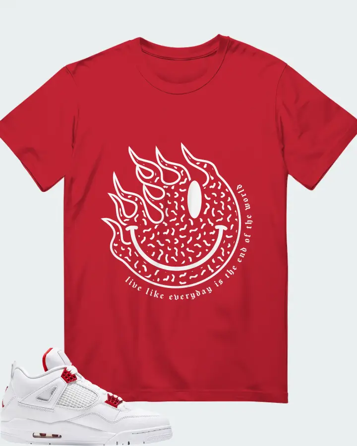 Air Jordan 4 Retro Metallic Red Matching T-Shirt