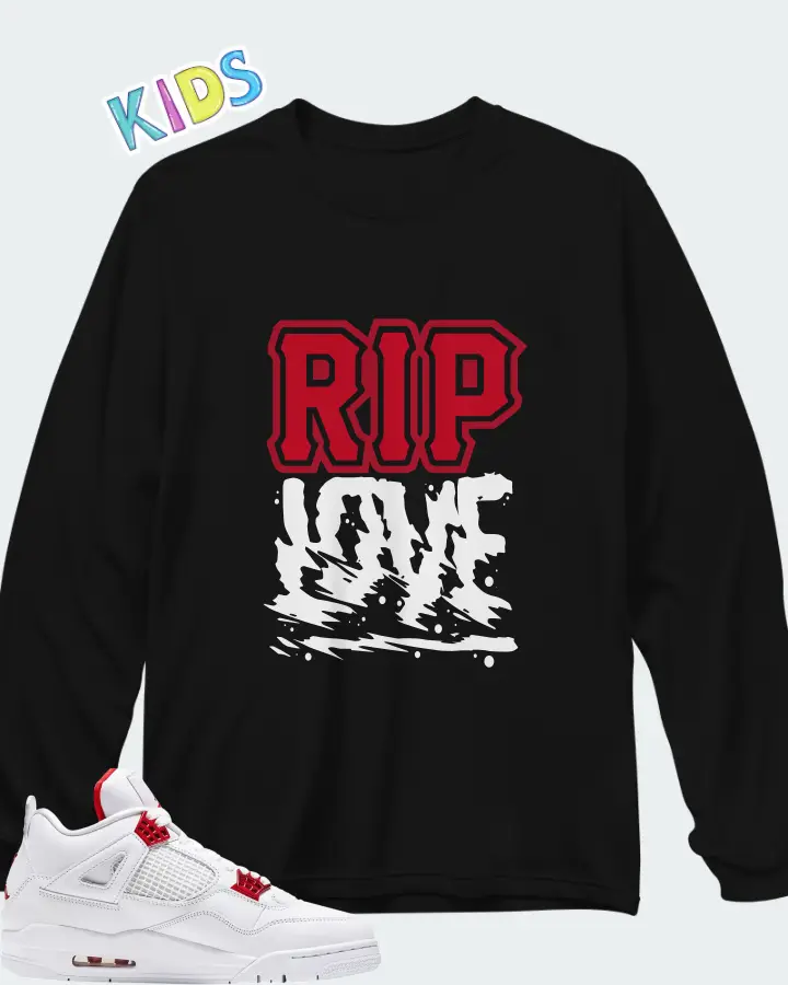 Air Jordan 4 Retro Metallic Red Matching Kid's Long Sleeve T-Shirt