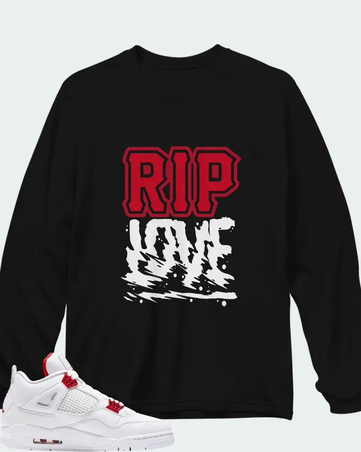 Air Jordan 4 Retro Metallic Red Matching Long Sleeve T-Shirt