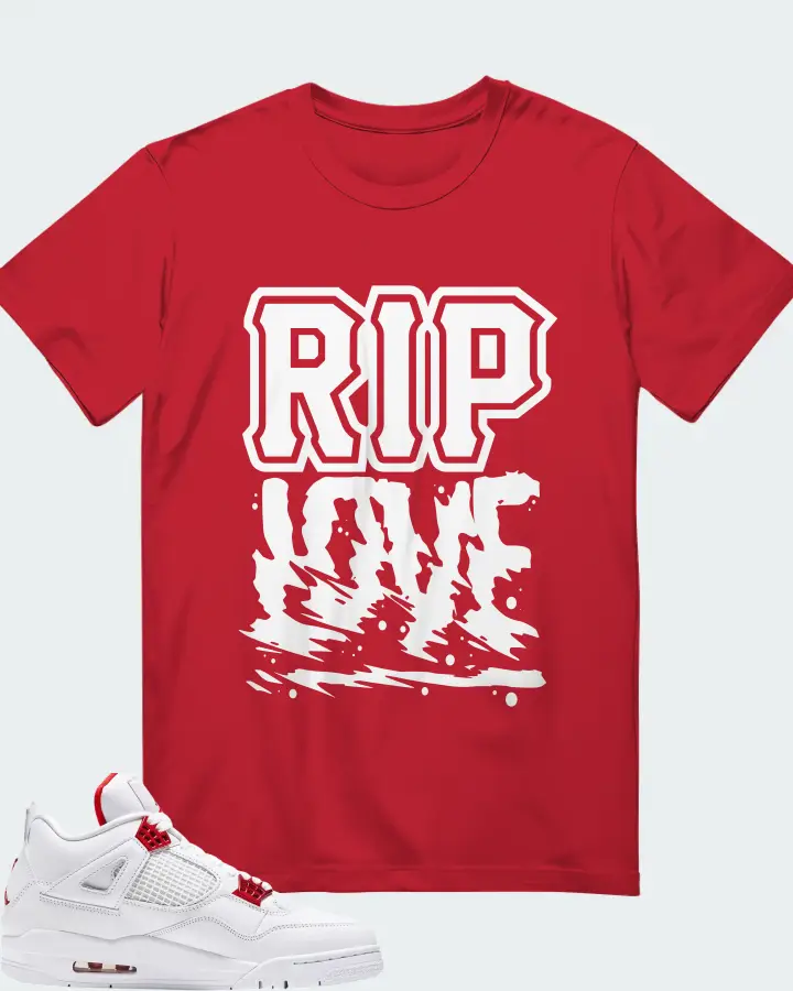 Air Jordan 4 Retro Metallic Red Matching T-Shirt
