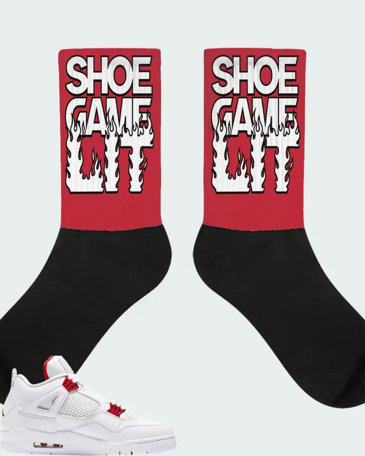 Air Jordan 4 Retro Metallic Red Matching Socks