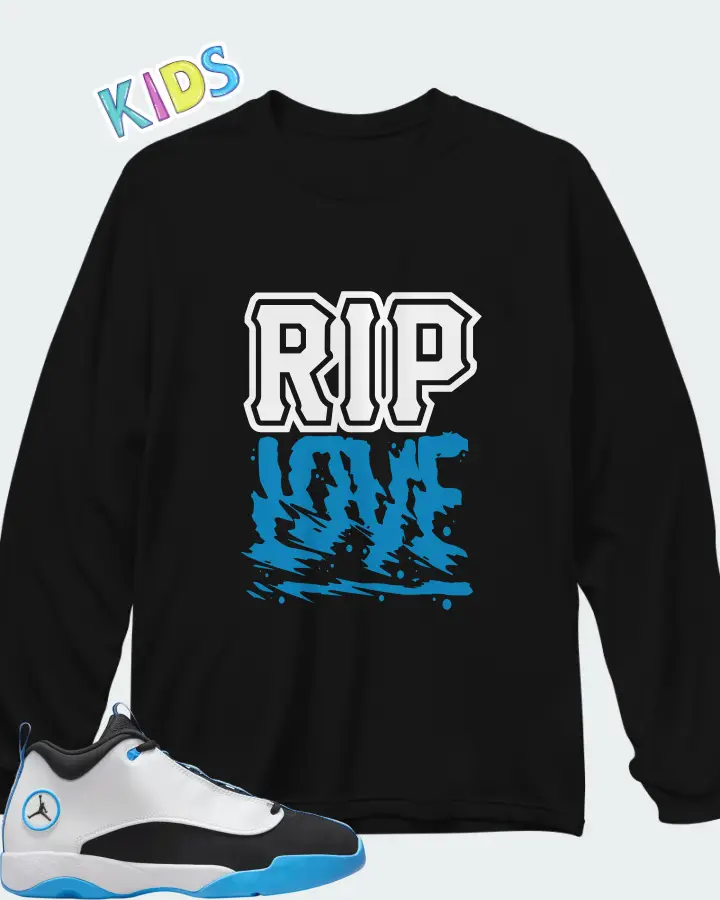 Air Jordan Jumpman Pro Quick White University Blue Matching Kid's Long Sleeve T-Shirt