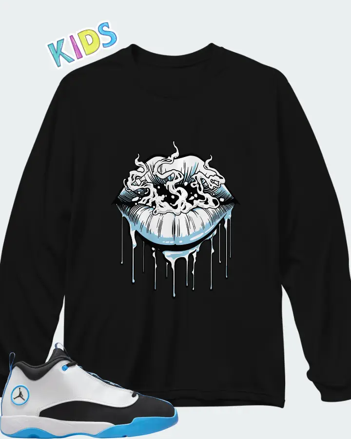 Air Jordan Jumpman Pro Quick White University Blue Matching Kid's Long Sleeve T-Shirt