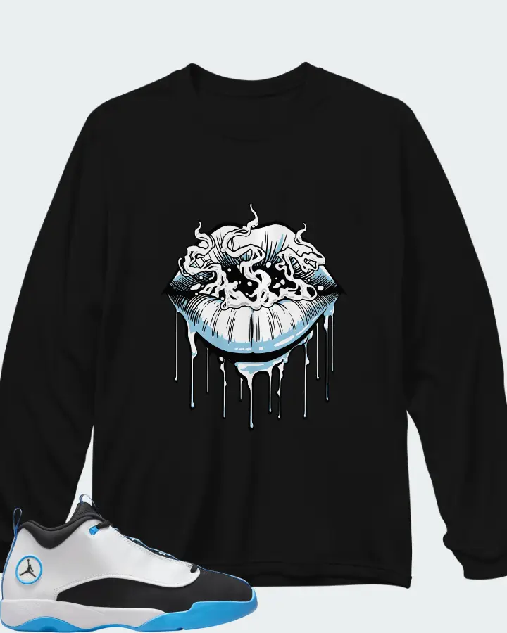 Air Jordan Jumpman Pro Quick White University Blue Matching Long Sleeve T-Shirt