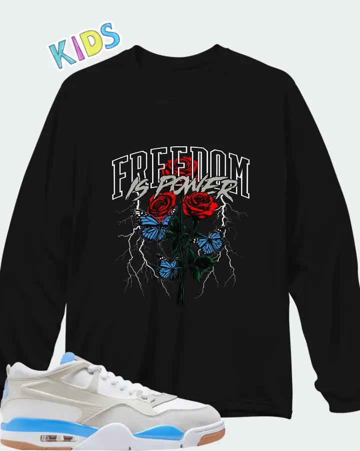 Air Jordan 4 RM University Blue Matching Kid's Long Sleeve T-Shirt