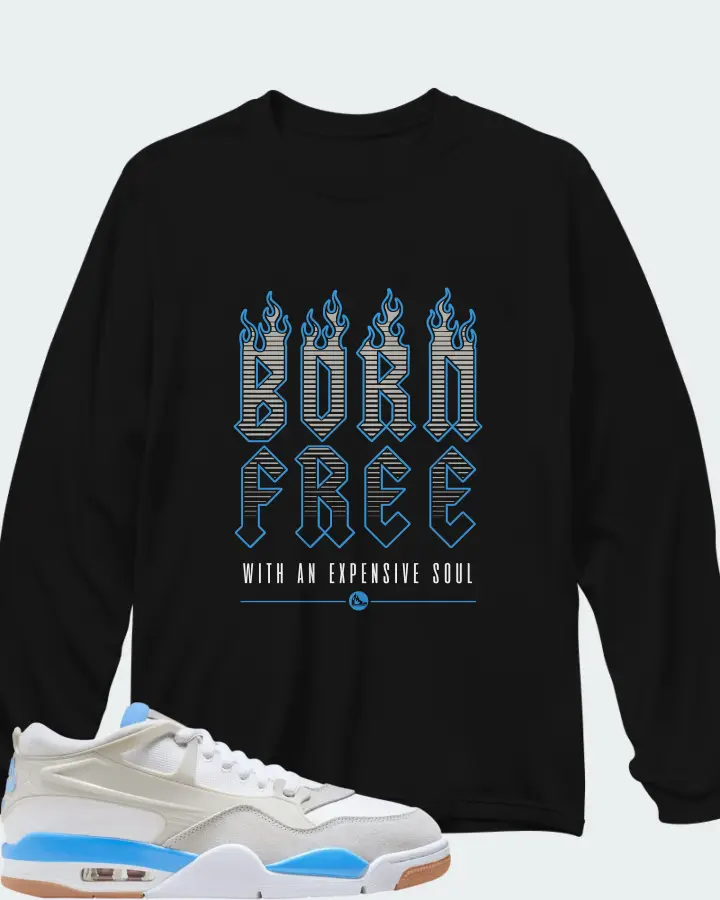 Air Jordan 4 RM University Blue Matching Long Sleeve T-Shirt