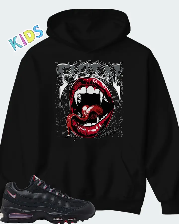 Nike Air Max 95 Big Bubble - Black University Red Matching Kid's Hoodie