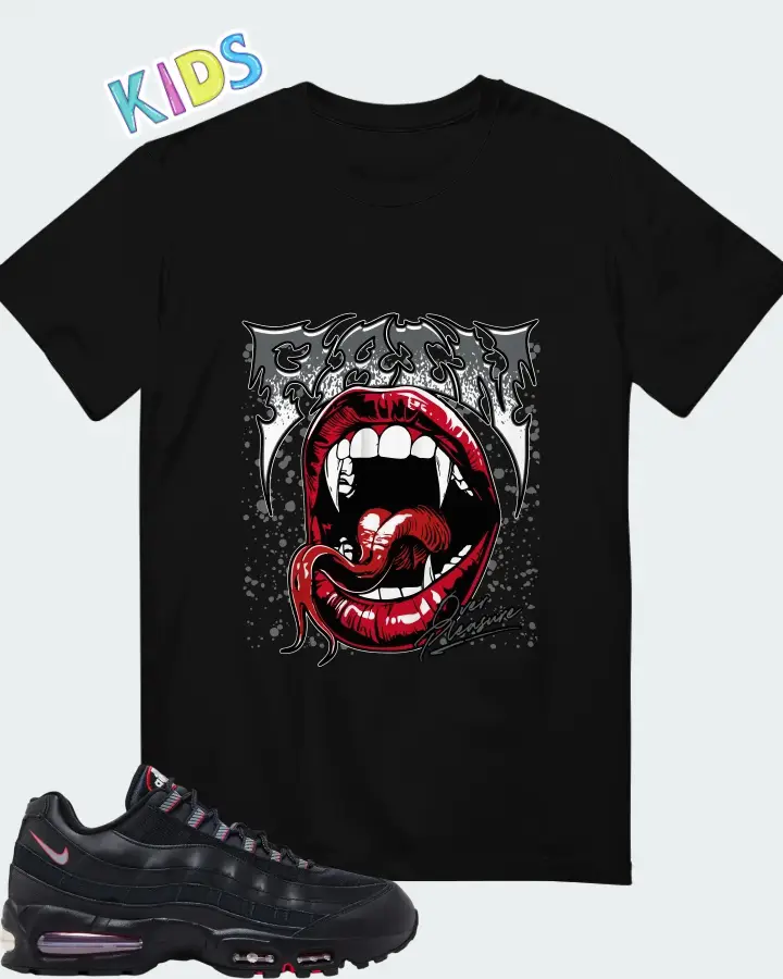 Nike Air Max 95 Big Bubble - Black University Red Matching Kid's T-Shirt