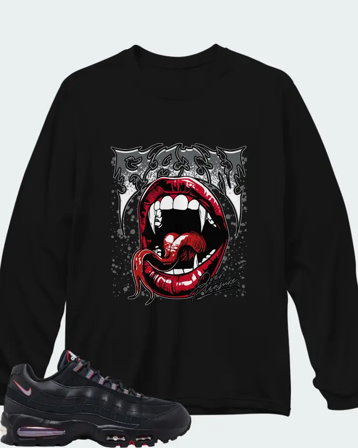 Nike Air Max 95 Big Bubble - Black University Red Matching Long Sleeve T-Shirt