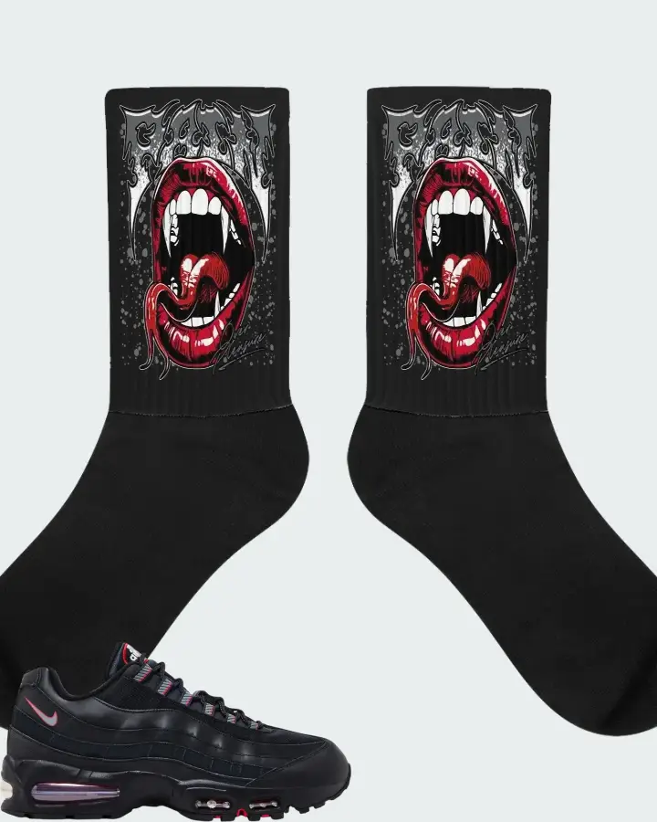 Nike Air Max 95 Big Bubble - Black University Red Matching Socks