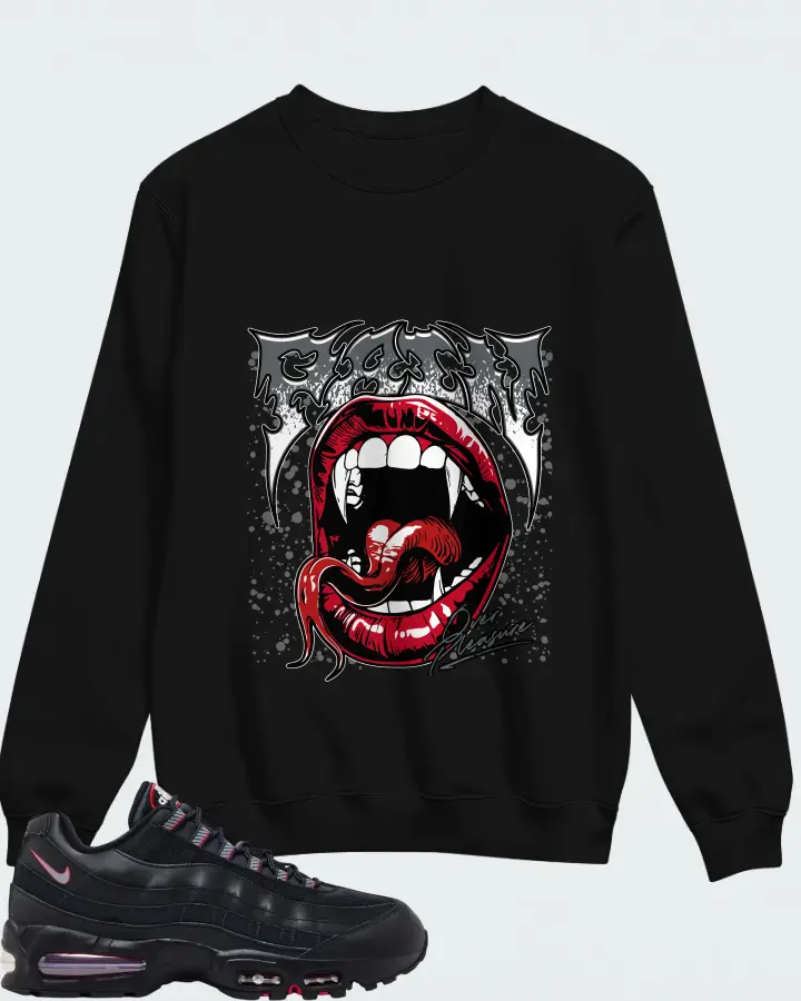 Nike Air Max 95 Big Bubble - Black University Red Matching Sweatshirt