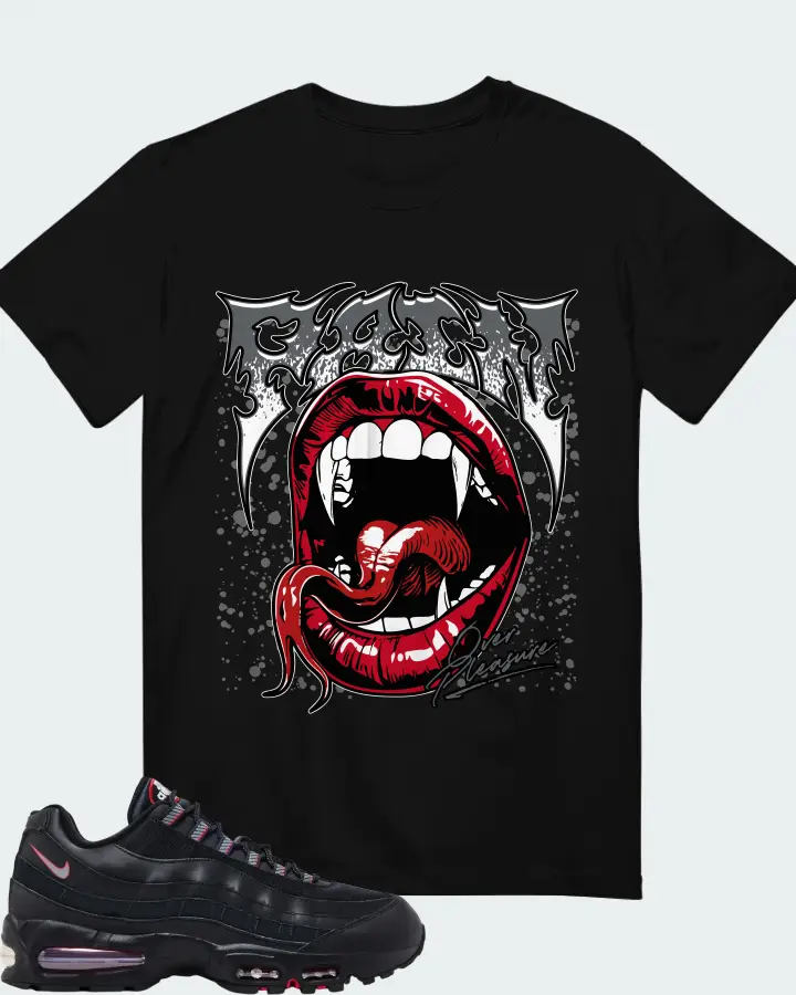 Nike Air Max 95 Big Bubble - Black University Red Matching T-Shirt