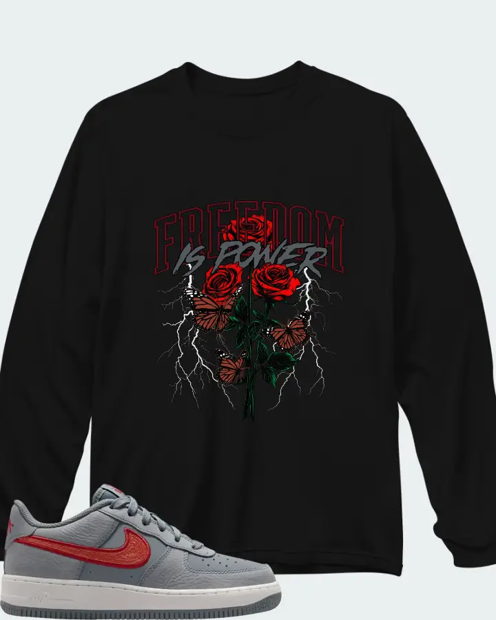 Nike Air Force 1 LV8 3 GS Cool Grey Matching Long Sleeve T-Shirt