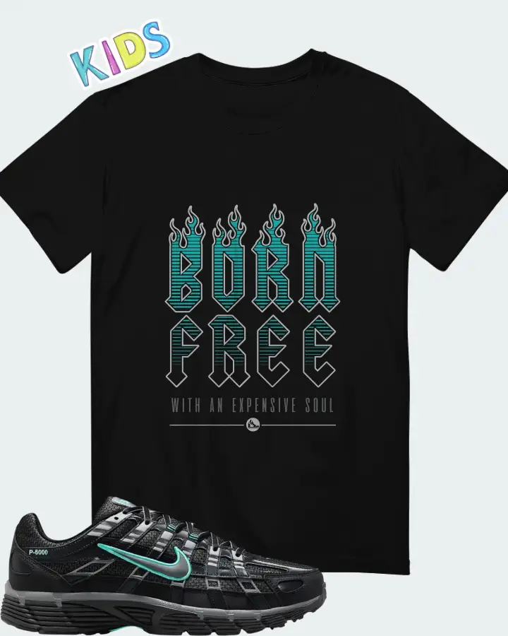 Nike P-6000 Black Hyper Turquoise Matching Kid's T-Shirt
