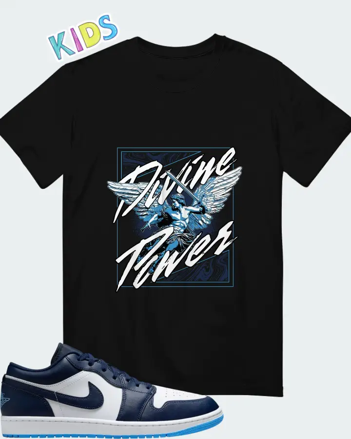Air Jordan 1 Low Midnight Navy University Blue Matching Kid's T-Shirt