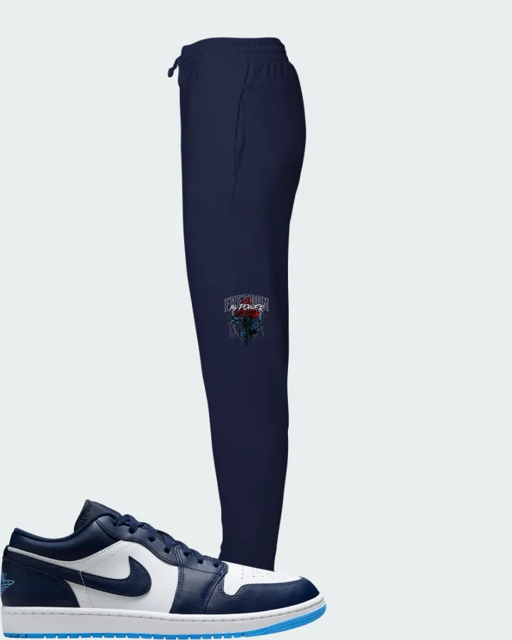 Air Jordan 1 Low Midnight Navy University Blue Matching Joggers