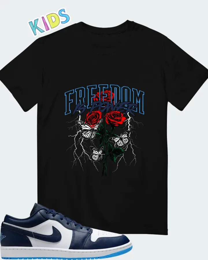 Air Jordan 1 Low Midnight Navy University Blue Matching Kid's T-Shirt