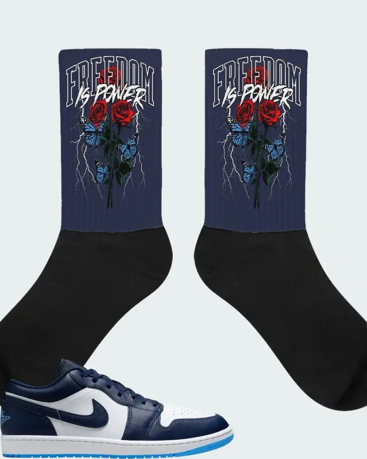 Air Jordan 1 Low Midnight Navy University Blue Matching Socks