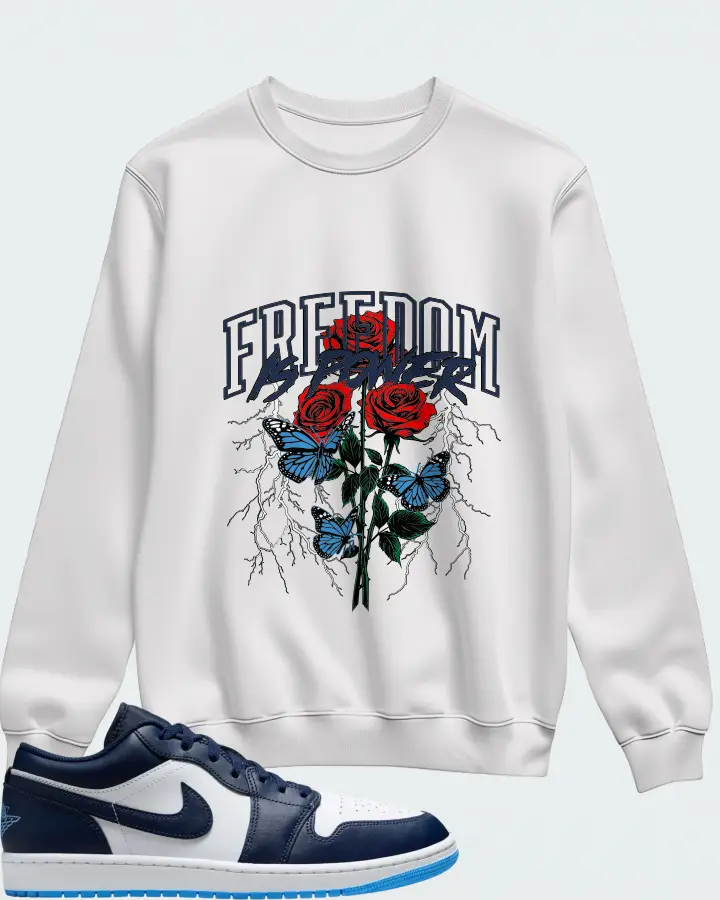 Air Jordan 1 Low Midnight Navy University Blue Matching Sweatshirt