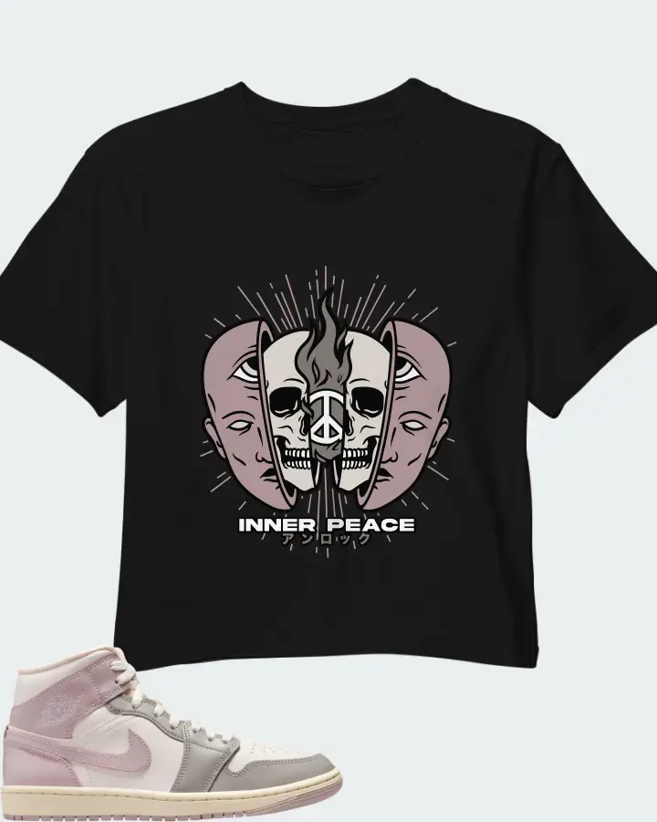 Air Jordan 1 Mid Enigma Stone Coconut Milk Particle Rose Matching Crop Top
