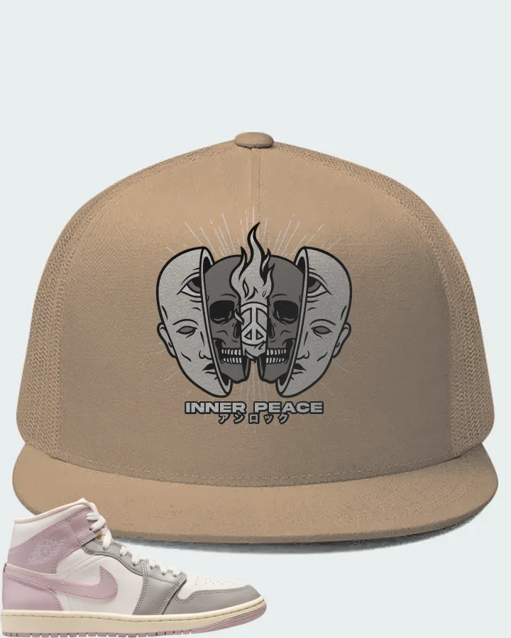 Air Jordan 1 Mid Enigma Stone Coconut Milk Particle Rose Matching Hat