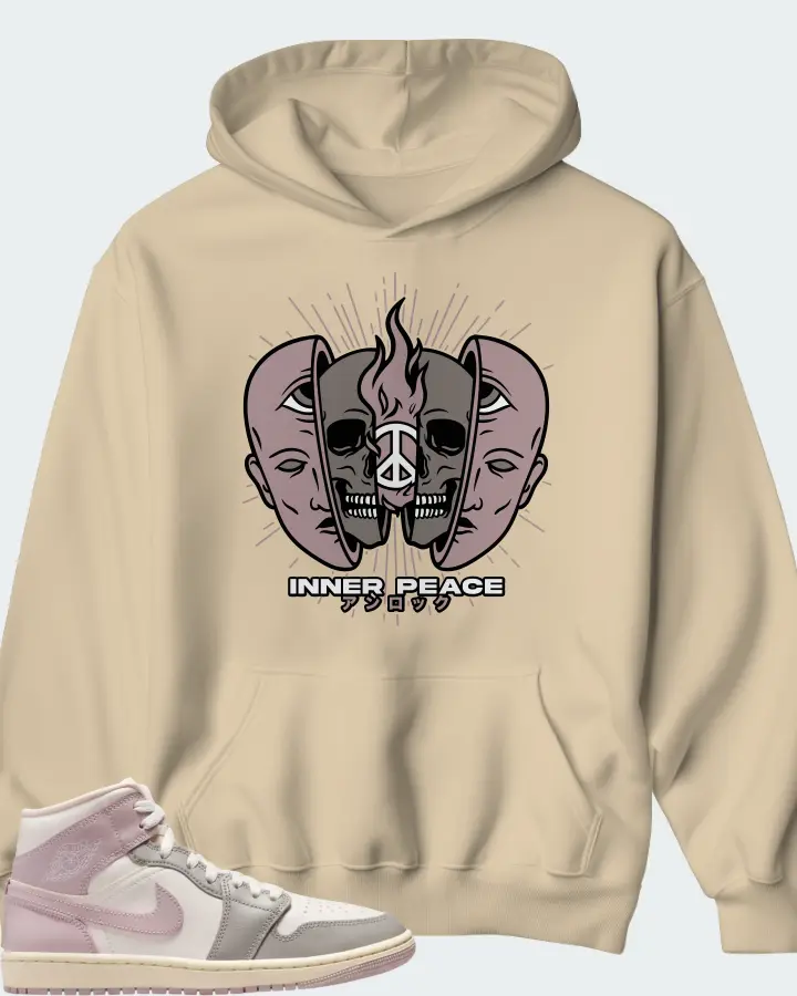 Air Jordan 1 Mid Enigma Stone Coconut Milk Particle Rose Matching Hoodie