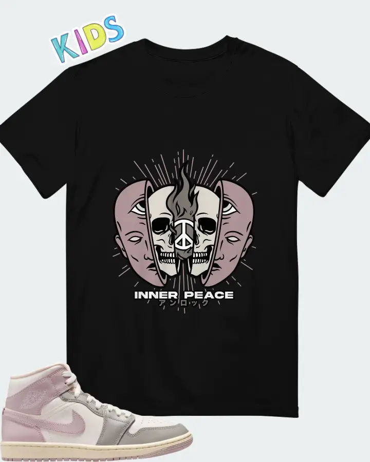 Air Jordan 1 Mid Enigma Stone Coconut Milk Particle Rose Matching Kid's T-Shirt