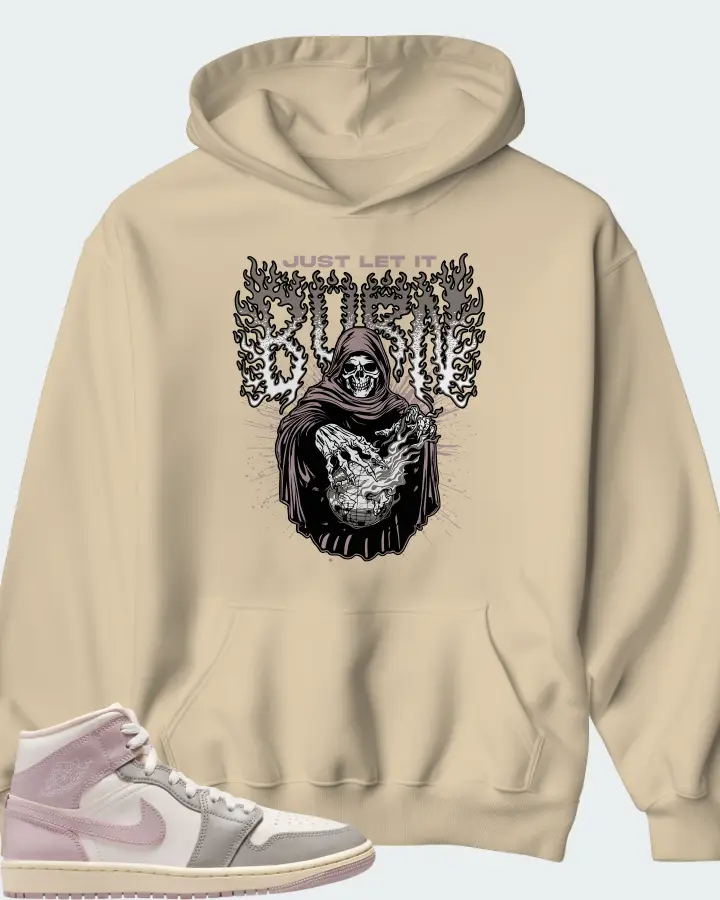 Air Jordan 1 Mid Enigma Stone Coconut Milk Particle Rose Matching Hoodie