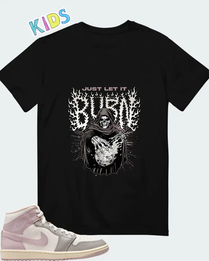 Air Jordan 1 Mid Enigma Stone Coconut Milk Particle Rose Matching Kid's T-Shirt