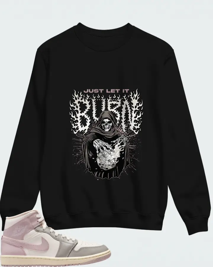 Air Jordan 1 Mid Enigma Stone Coconut Milk Particle Rose Matching Sweatshirt