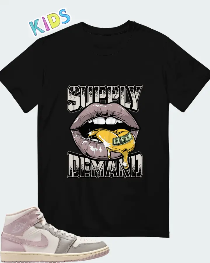 Air Jordan 1 Mid Enigma Stone Coconut Milk Particle Rose Matching Kid's T-Shirt