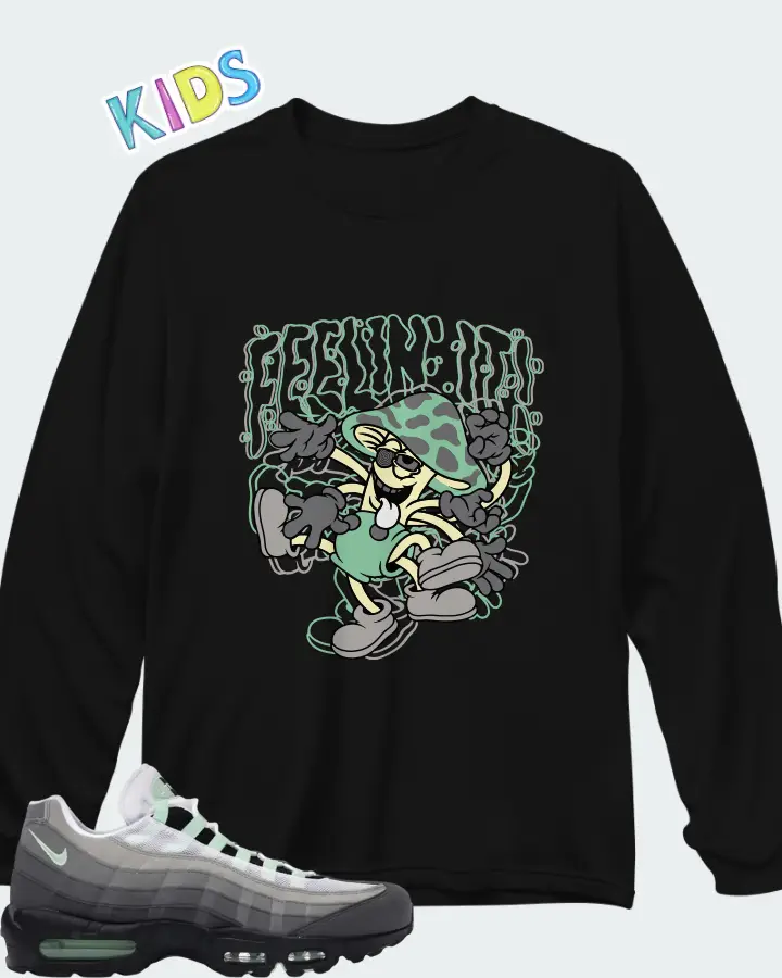 Nike Air Max 95 Big Bubble - Fresh Mint Matching Kid's Long Sleeve T-Shirt
