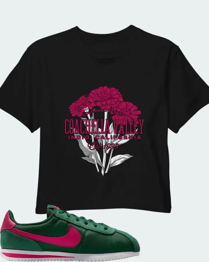 Nike Cortez Textile Gorge Green Wild Cherry Matching Crop Top