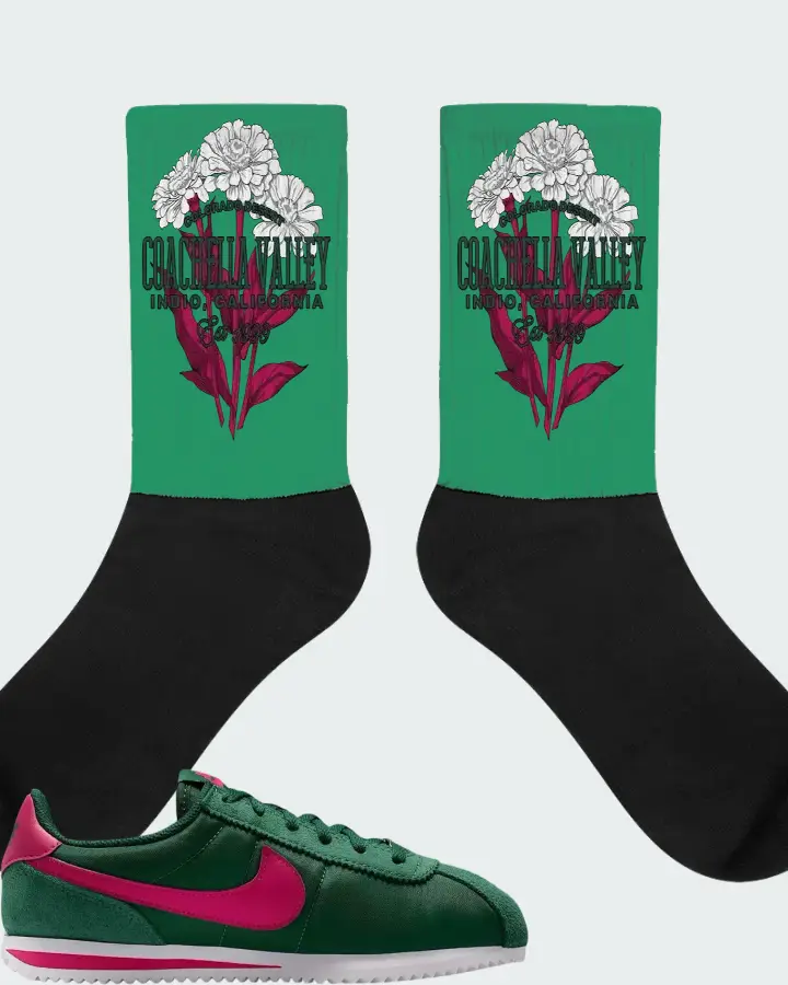 Nike Cortez Textile Gorge Green Wild Cherry Matching Socks