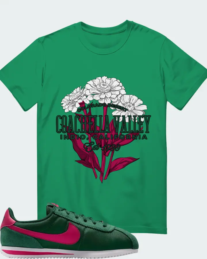 Nike Cortez Textile Gorge Green Wild Cherry Matching T-Shirt
