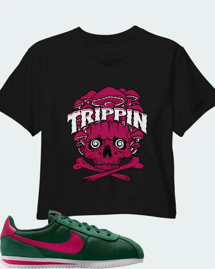 Nike Cortez Textile Gorge Green Wild Cherry Matching Crop Top