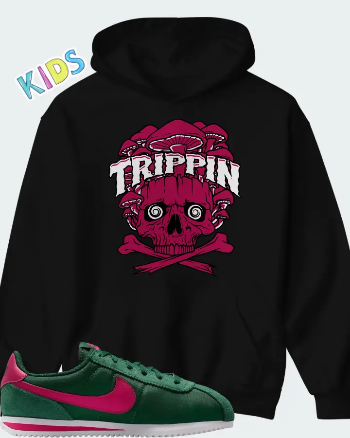 Nike Cortez Textile Gorge Green Wild Cherry Matching Kid's Hoodie