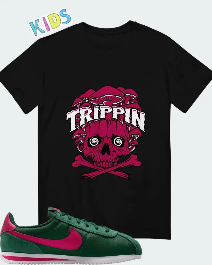 Nike Cortez Textile Gorge Green Wild Cherry Matching Kid's T-Shirt
