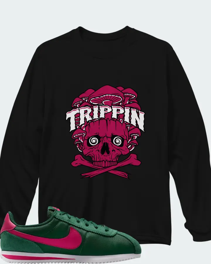 Nike Cortez Textile Gorge Green Wild Cherry Matching Long Sleeve T-Shirt