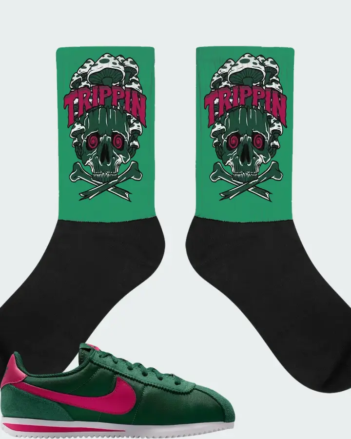 Nike Cortez Textile Gorge Green Wild Cherry Matching Socks