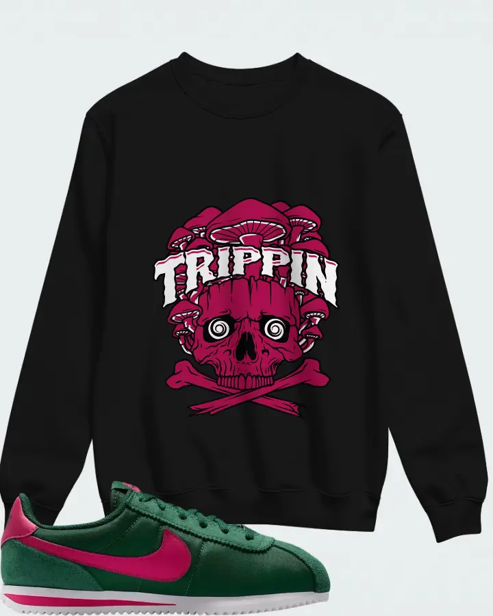 Nike Cortez Textile Gorge Green Wild Cherry Matching Sweatshirt