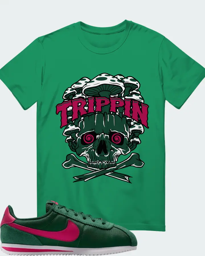 Nike Cortez Textile Gorge Green Wild Cherry Matching T-Shirt
