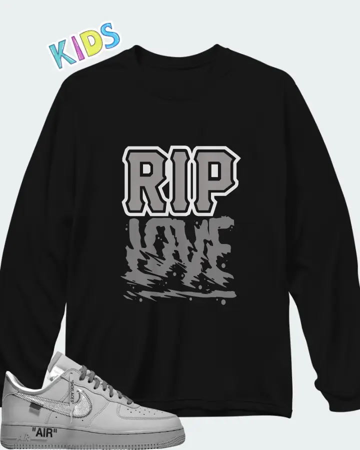 Nike Air Force 1 Low x Off-White Ghost Grey Matching Kid's Long Sleeve T-Shirt