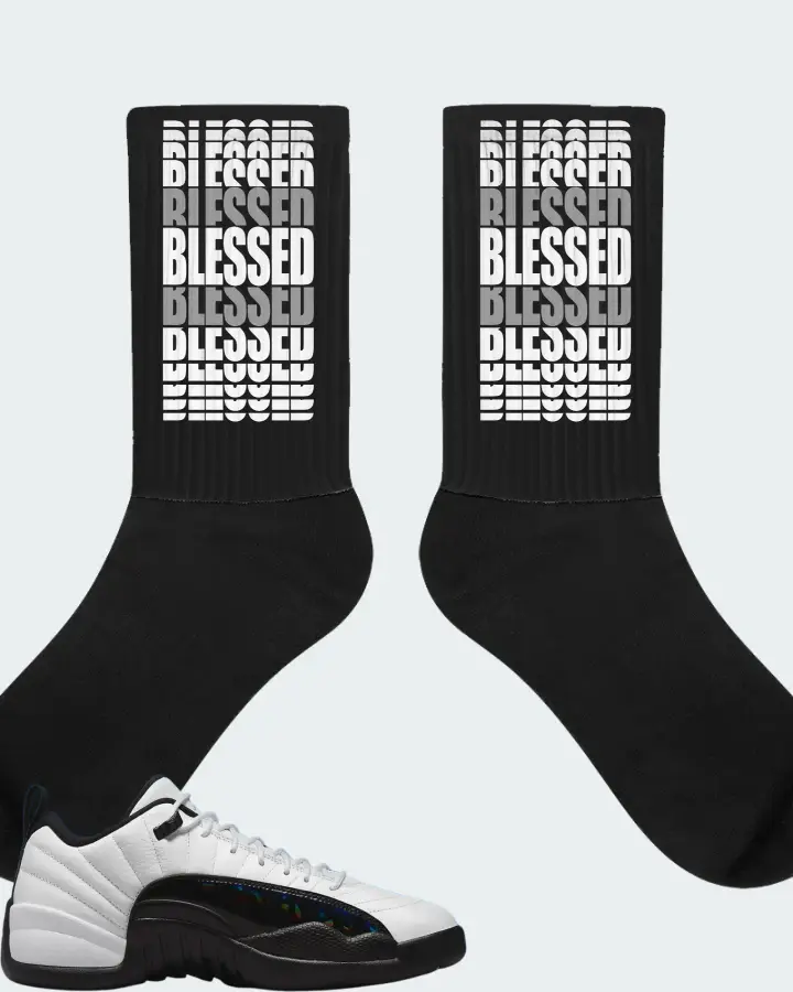 Jordan 12 Low Sneaker Matching Black Socks - BLESSED Many Times