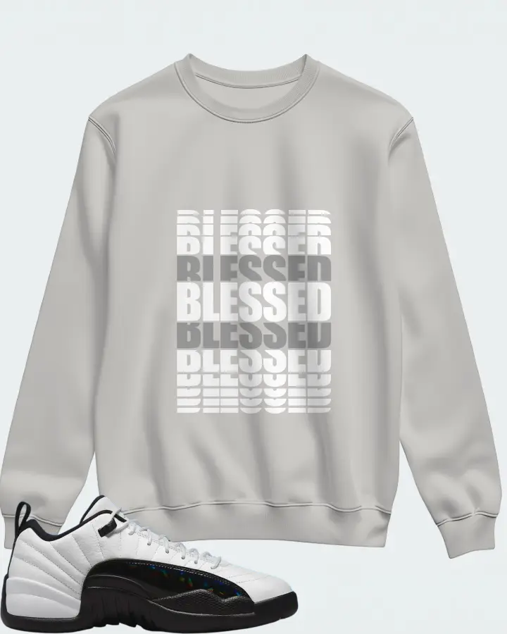 Jordan 12 Low Sneaker Matching Grey Sweatshirt - BLESSED Many Times