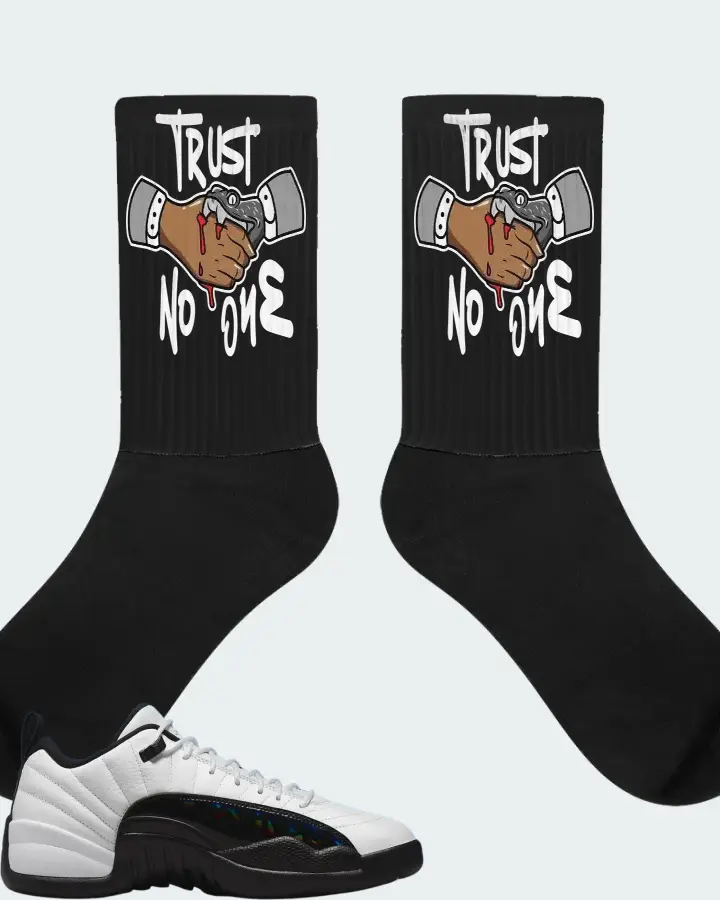 Jordan 12 Low Sneaker Matching Black Socks - Trust No One