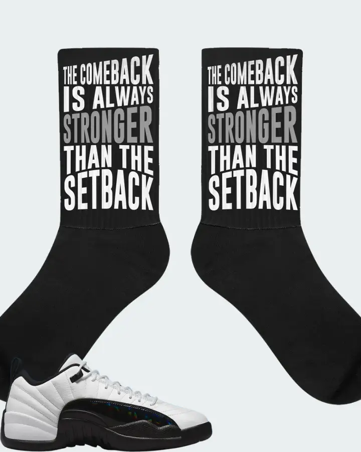 Jordan 12 Low Sneaker Matching Black Socks - The Comeback