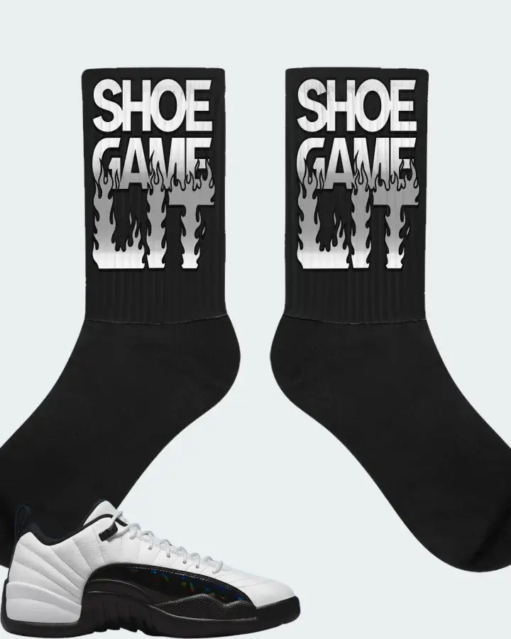 Jordan 12 Low Sneaker Matching Black Socks - Shoe Game Lit Refreshed