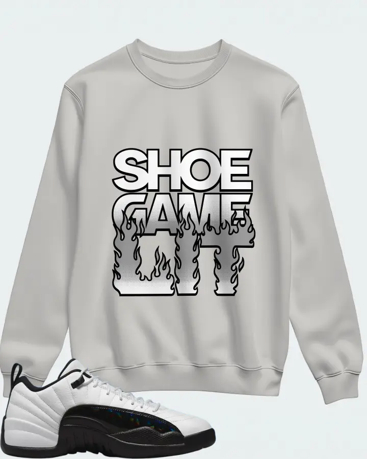 Jordan 12 Low Sneaker Matching Grey Sweatshirt - Shoe Game Lit Refreshed