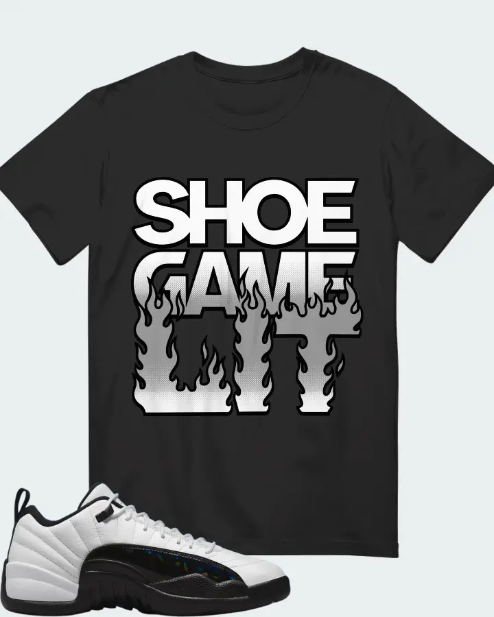 Jordan 12 Low Sneaker Matching Graphite T-Shirt - Shoe Game Lit Refreshed